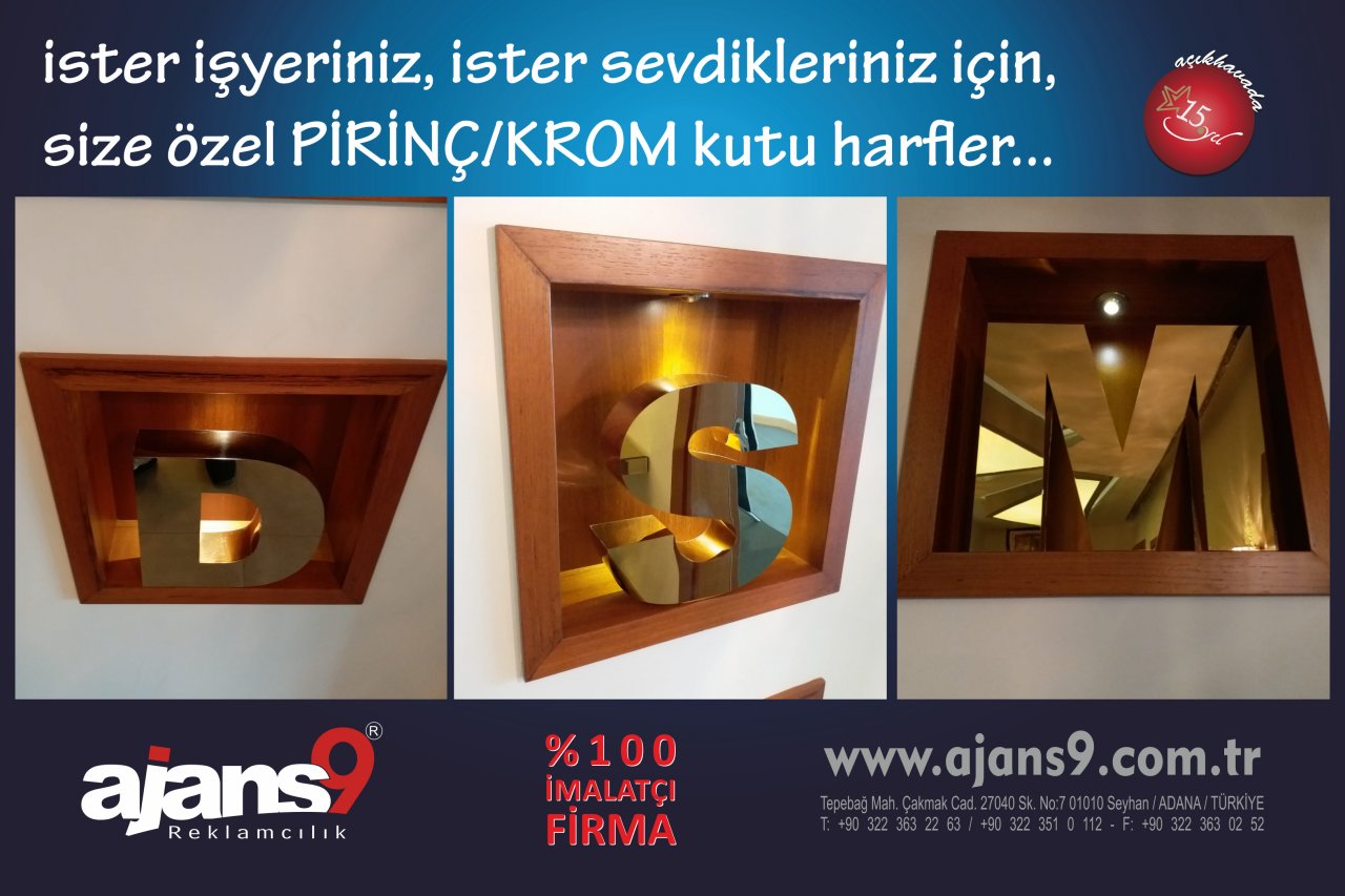 KROM / PİRİNÇ kutu harf imalatı